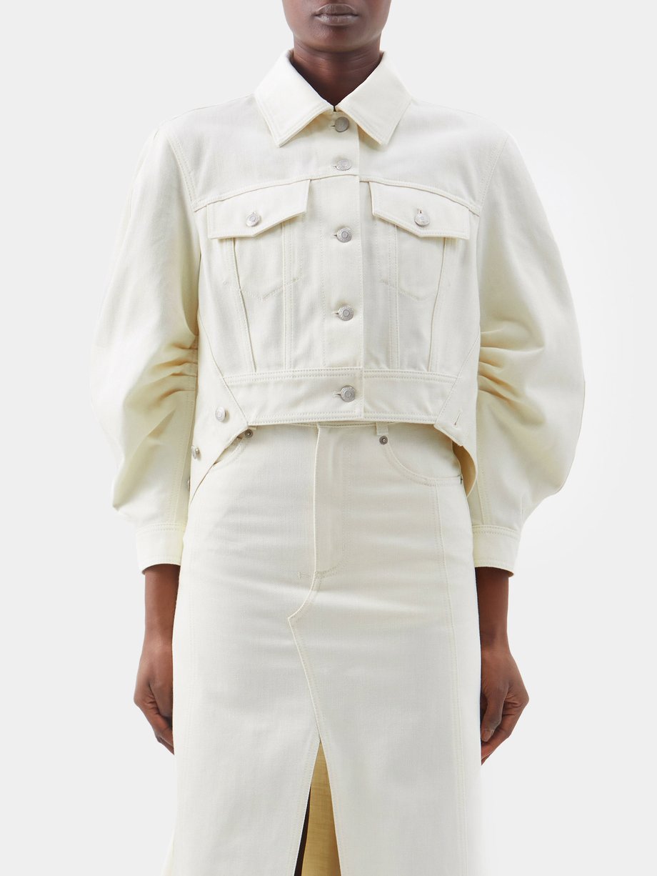 White Cropped denim jacket | Alexander McQueen | MATCHESFASHION US