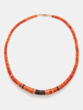 Dezso Dezso By Sara Beltrán Coral, coconut-shell & 18kt rose gold necklace