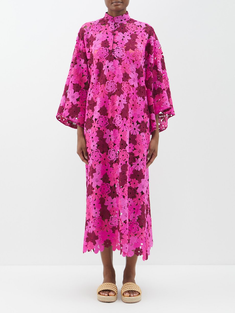 Pink Floral guipure-lace kaftan | La Vie Style House | MATCHES UK
