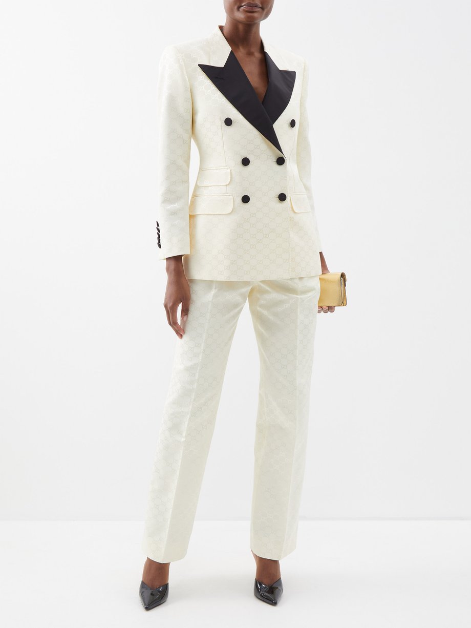 Navy Horsebit-jacquard cotton-blend suit jacket | Gucci | MATCHES UK