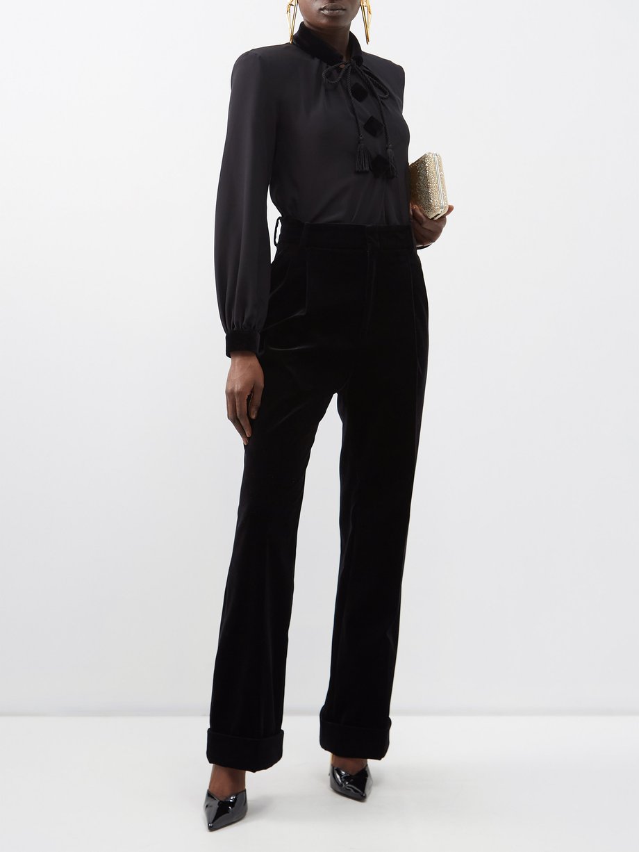 Gucci Stretch Velvet Trousers In Fire  ModeSens