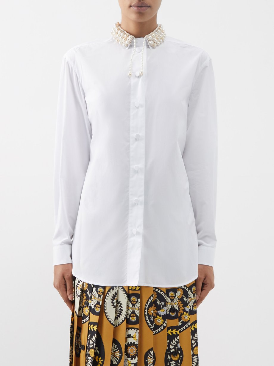 White Embellished-collar cotton-poplin shirt | Gucci | MATCHESFASHION UK