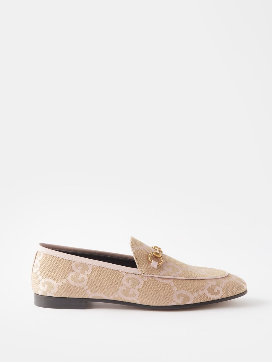 Pink Horsebit GG-canvas loafers | Gucci | MATCHESFASHION