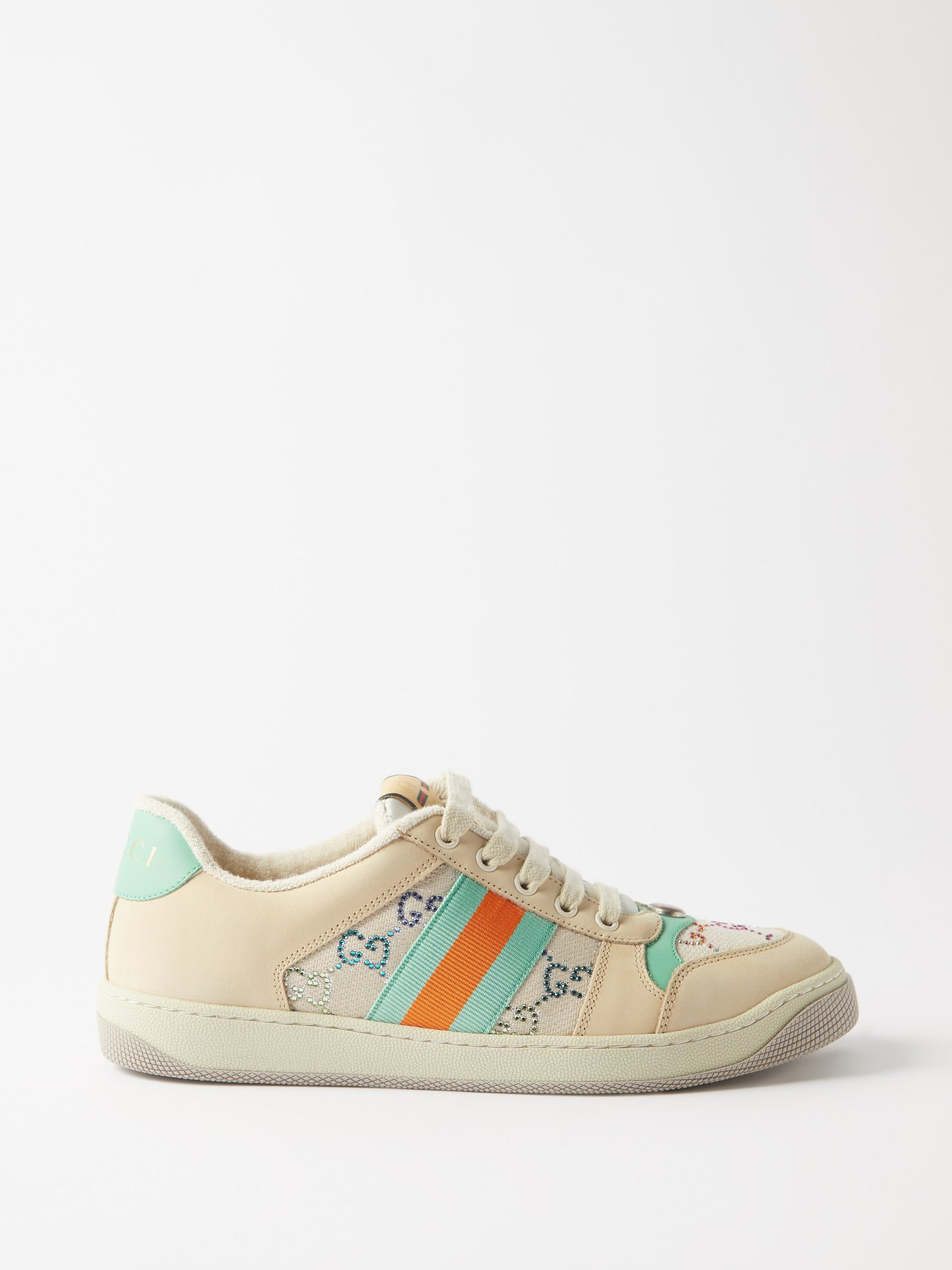 White Screener GG-logo leather and mesh trainers | Gucci MATCHESFASHION US
