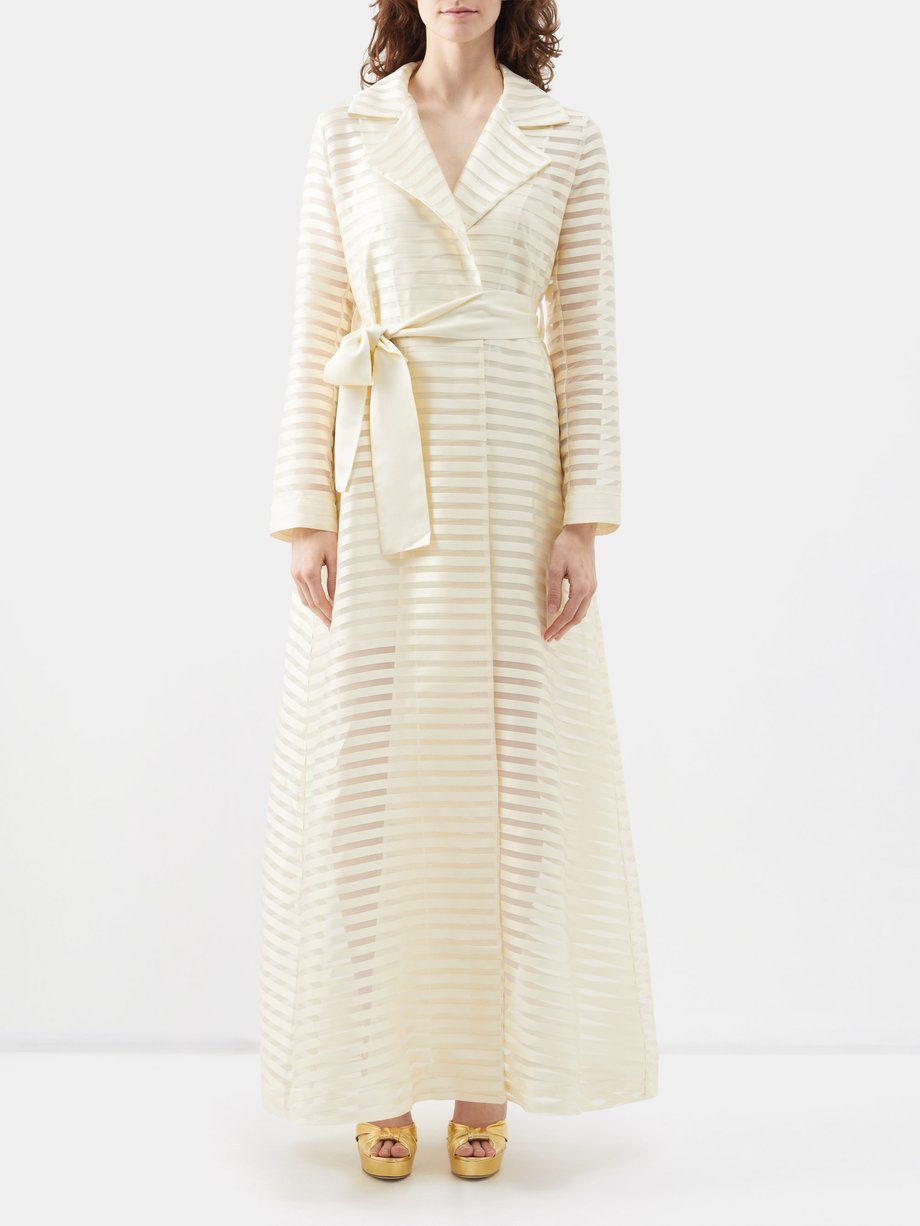 Neutral Waist-tie striped coat | Taller Marmo | MATCHES UK