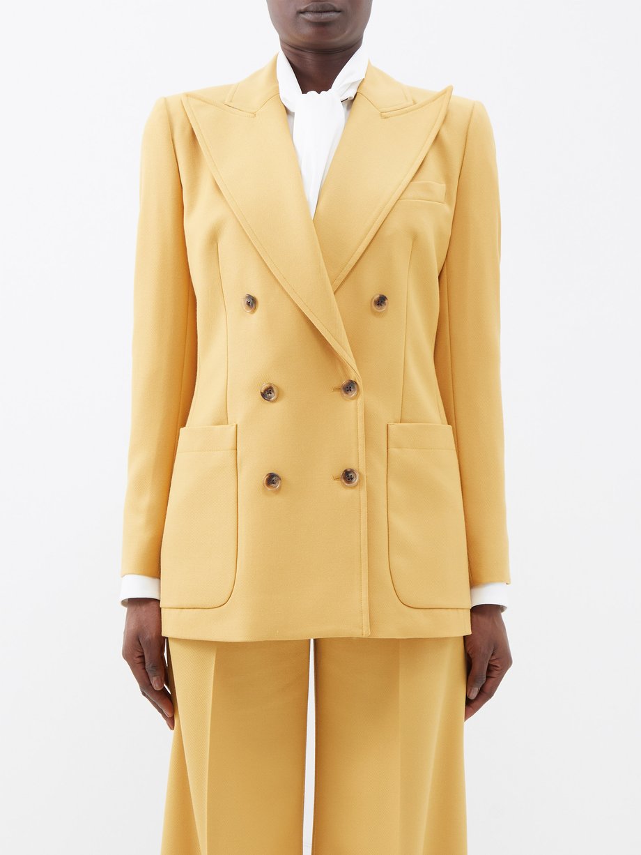 Camel Bianca double-breasted wool-twill suit jacket | Bella Freud ...