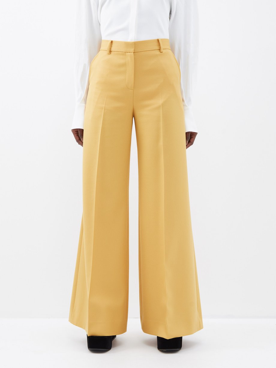 Camel Bianca wool-twill wide-leg suit trousers | Bella Freud ...