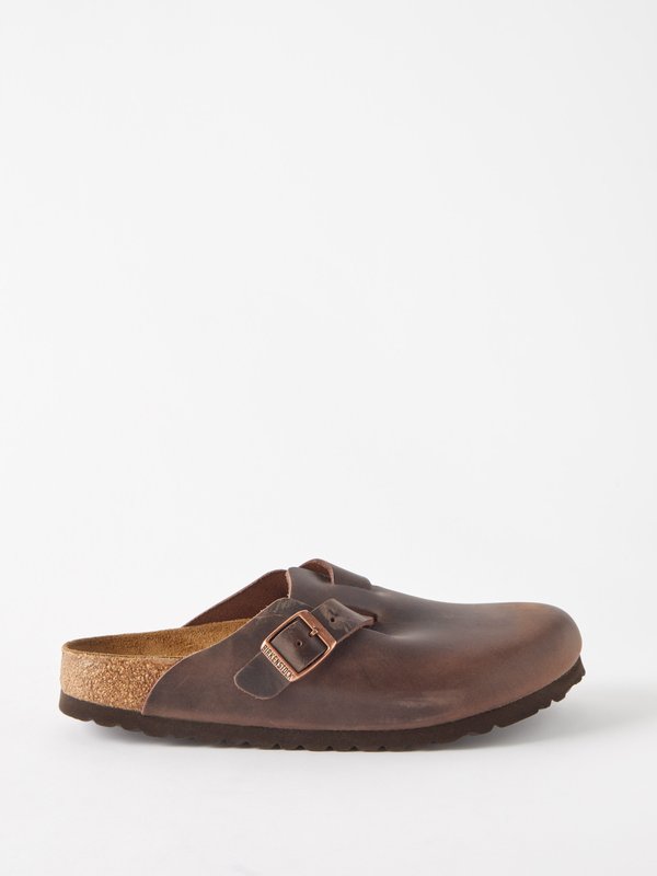 Brown Boston oiled-leather clogs, Birkenstock