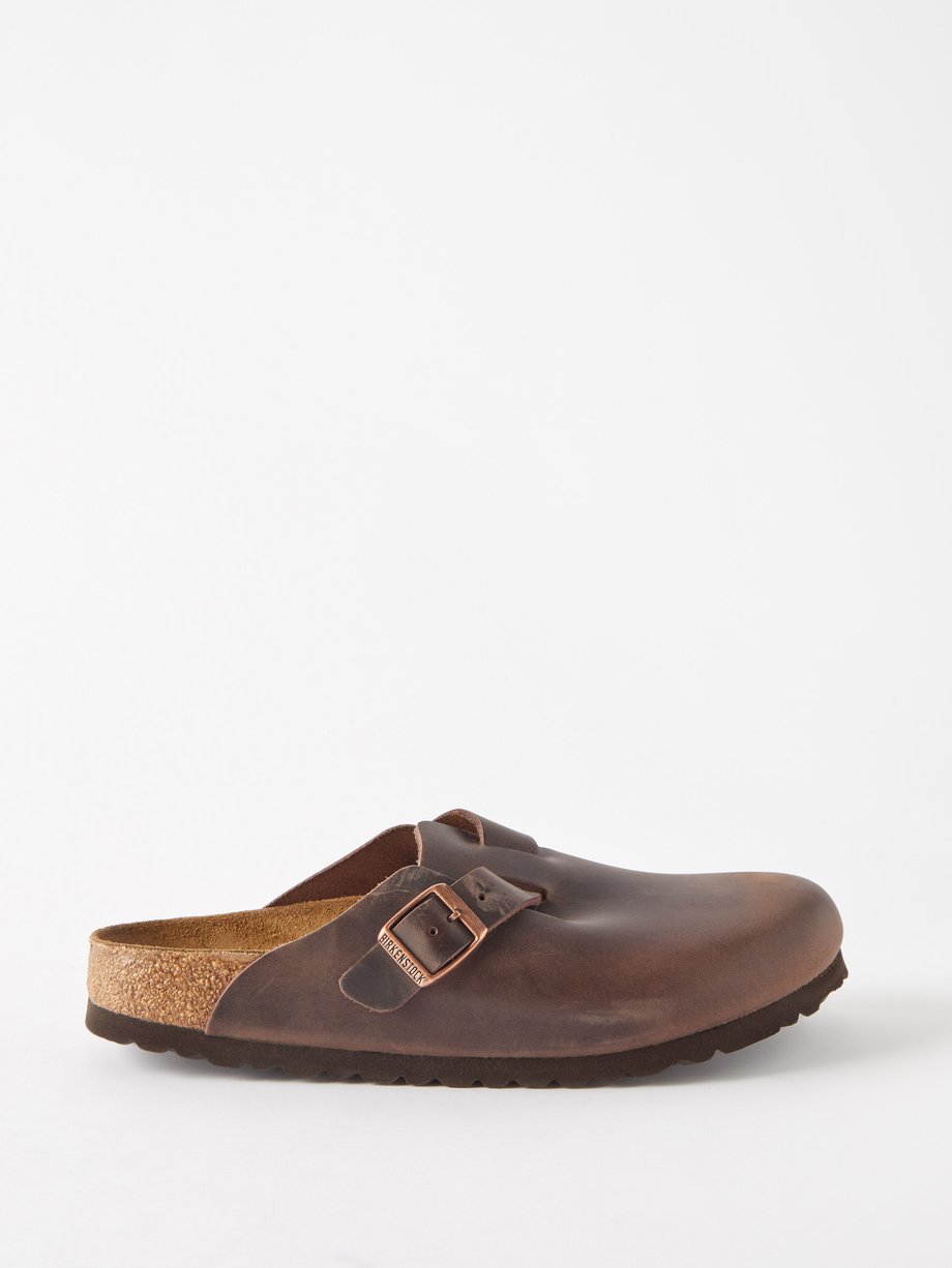 Boston oiled-leather clogs