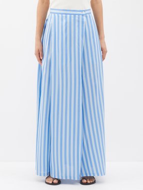 Thierry Colson High-waist striped cotton maxi skirt