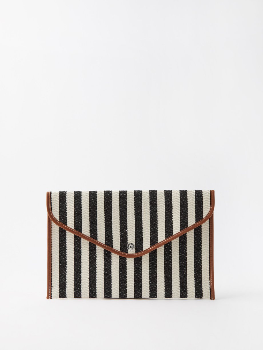 Black Palais Royal striped canvas pouch | Rue De Verneuil ...