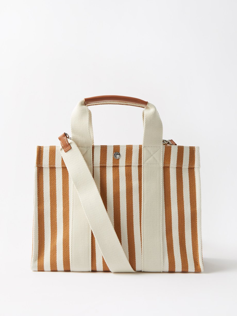Tan Palais Royal M striped cotton-blend tote bag | Rue De Verneuil ...