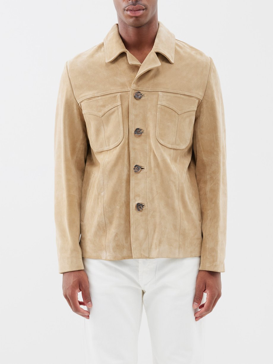 Beige Gavyn suede jacket | Nili Lotan | MATCHES US