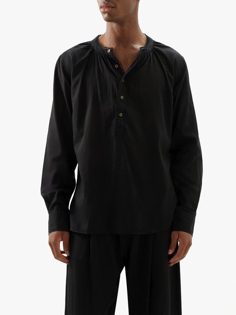 Black Plunge V-neck silk-satin shirt, Saint Laurent