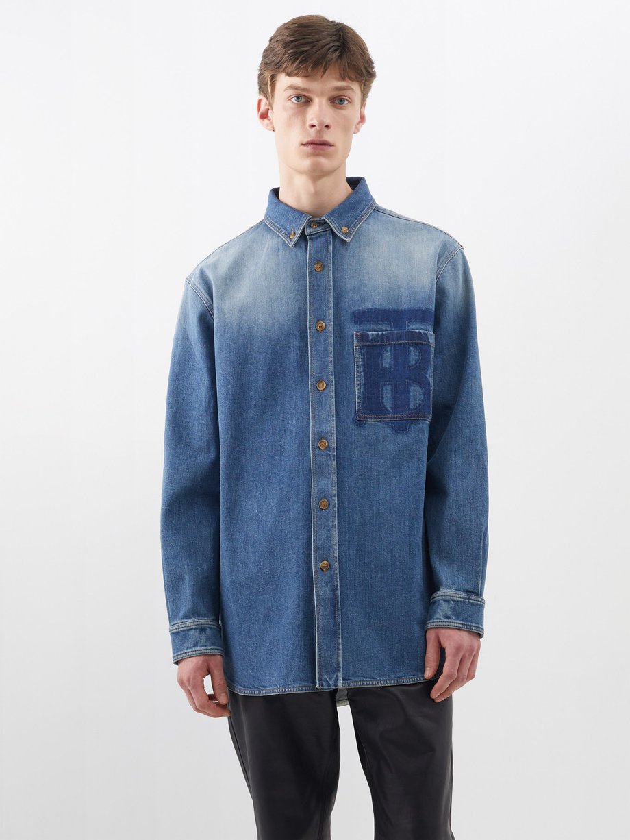 Blue TB-motif denim shirt | Burberry | MATCHESFASHION UK