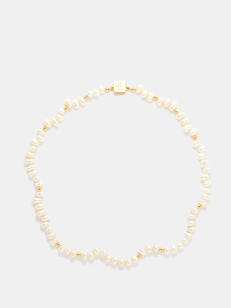 White Bryon freshwater pearl & 14kt gold-plated necklace | éliou ...