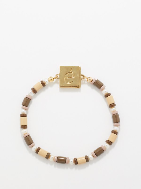 éliou Kin pearl, enamel & 14kt gold-plated bracelet