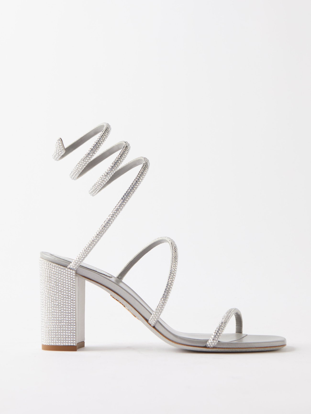 Silver Cleo 80 crystal-embellished satin sandals | Rene Caovilla ...
