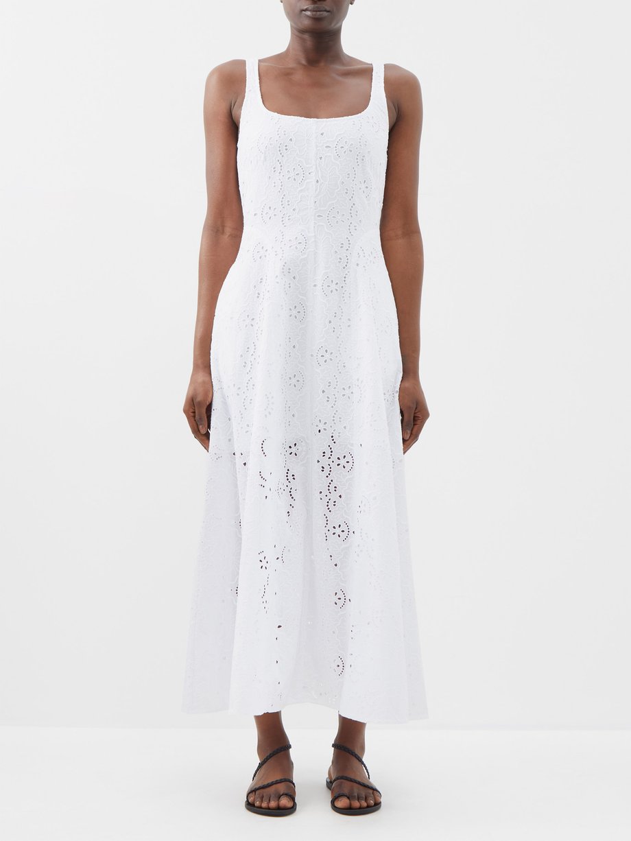 White Ada scoop-neck cotton dress | Three Graces London | MATCHESFASHION US
