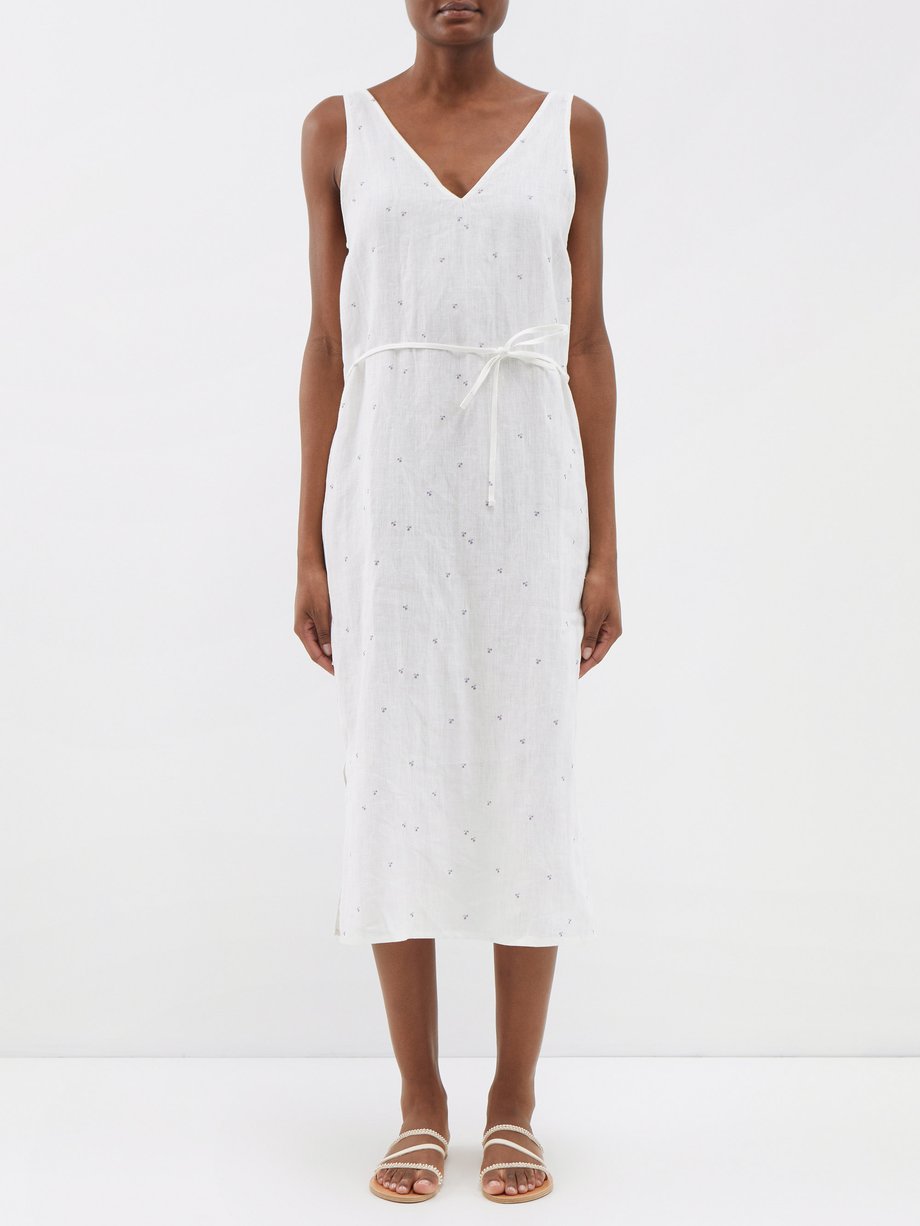 White The Slip floral-print linen dress | Deiji Studios | MATCHES UK