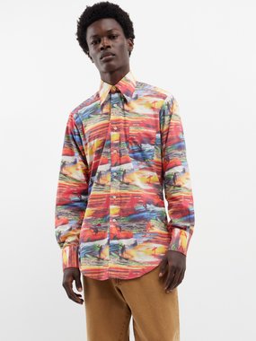 ERL Sunset-print cotton-poplin shirt