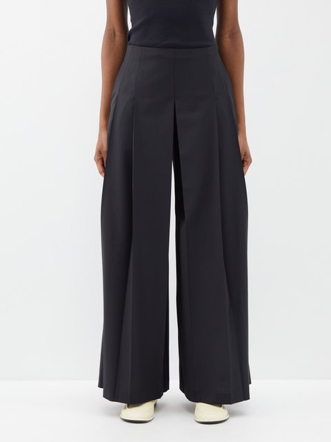 Crepe Solid Pleated Palazzo Pant-3011-3012