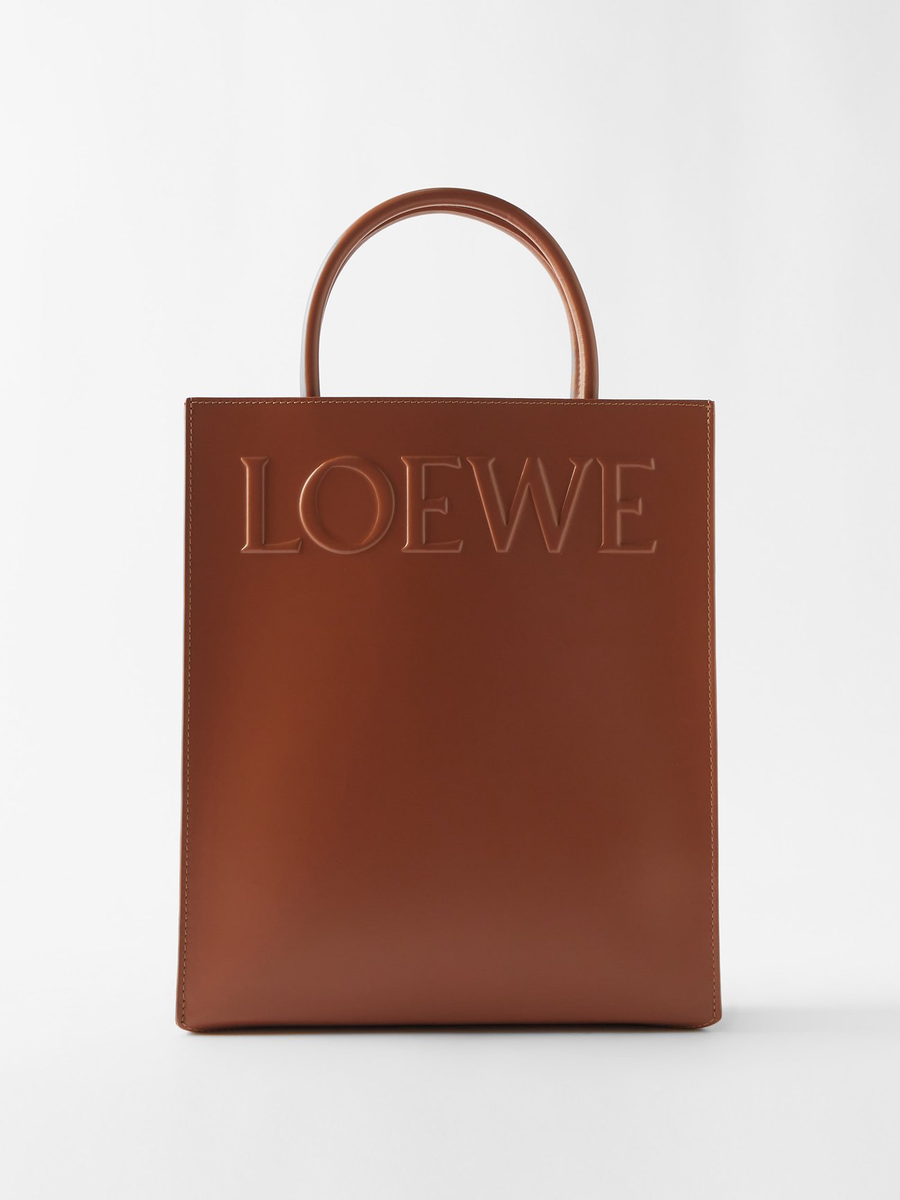 Tan A4 embossed-logo leather tote bag | LOEWE | MATCHES UK