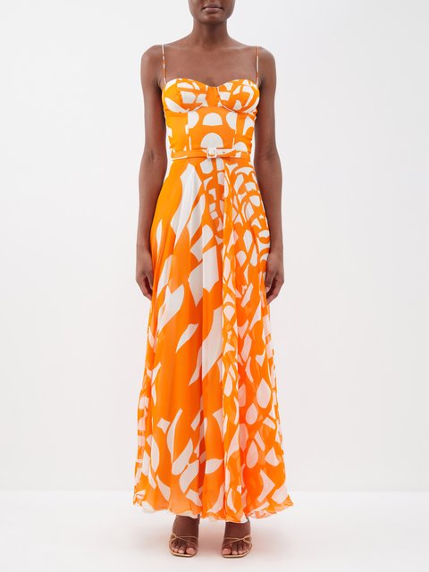 Orange Elvire open-back ruffled crepe maxi dress, Staud