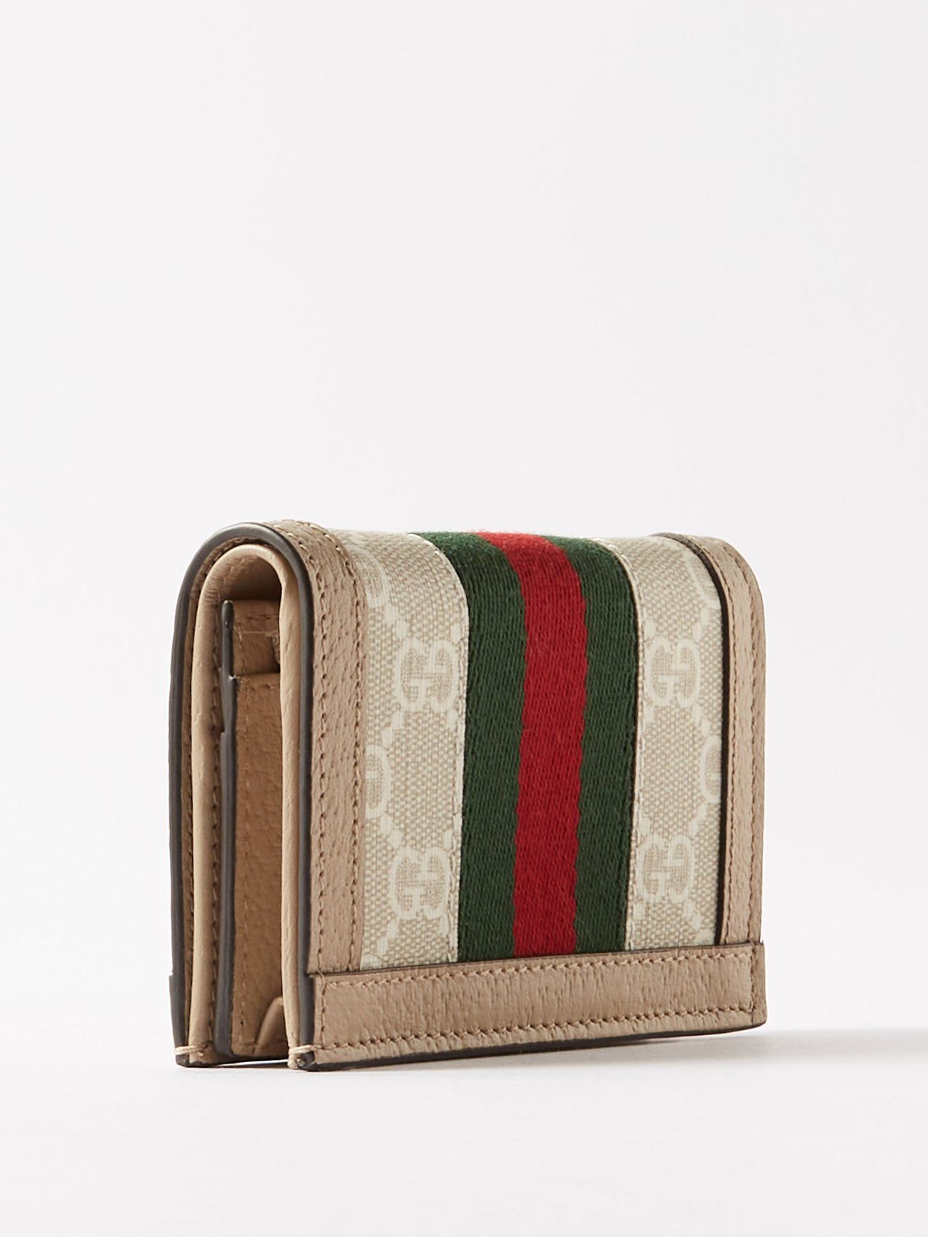GUCCI Ophidia Textured Leather-trimmed Printed Coated-canvas Cardholder - Beige - one size