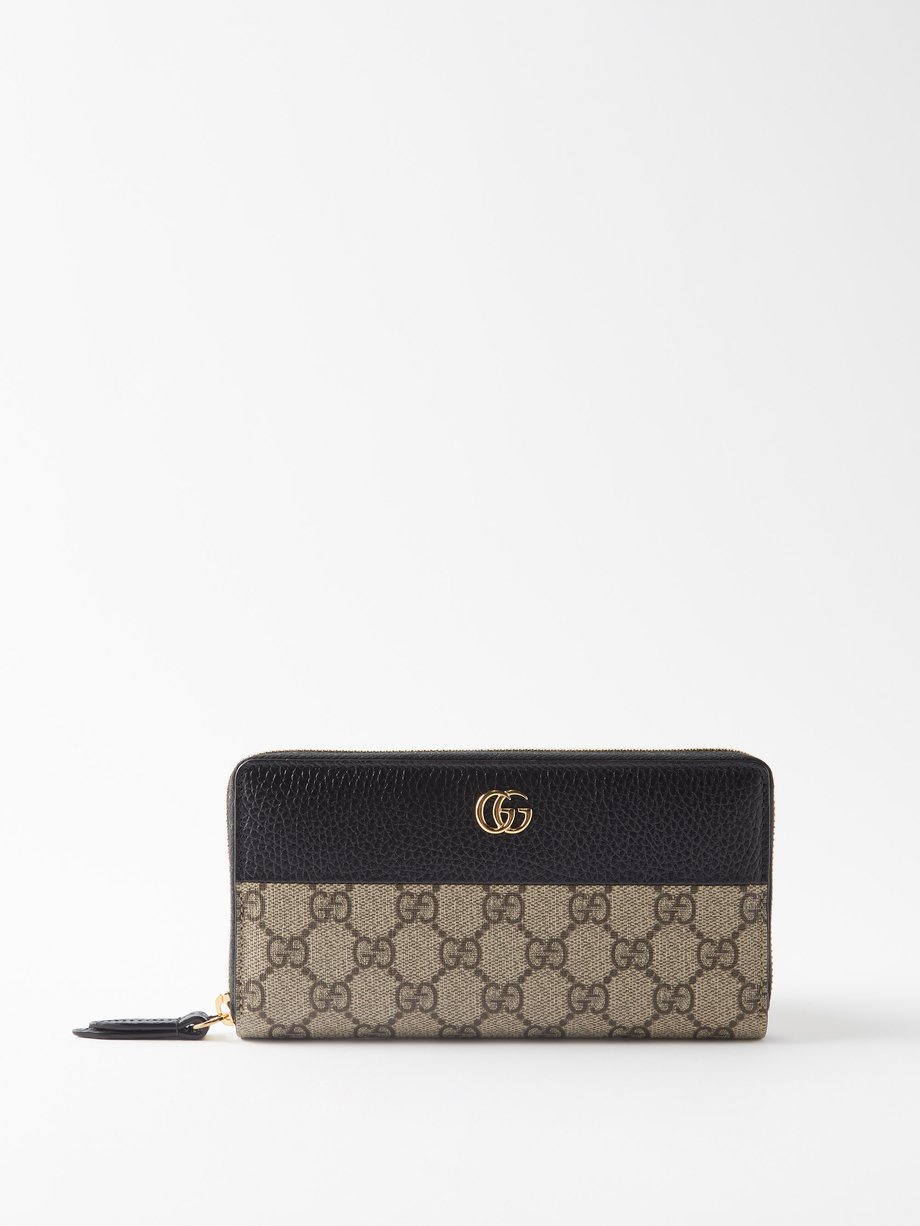 Beige Petite Marmont GG-Supreme canvas & leather wallet | Gucci ...