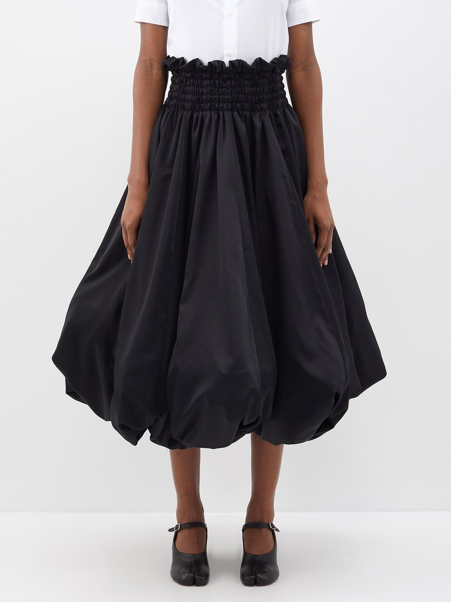 Black High-rise bubble-hem satin midi skirt | Noir Kei Ninomiya