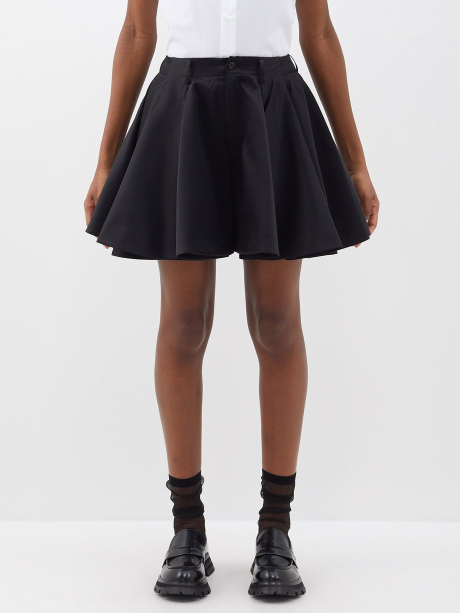 Pleated satin mini skirt
