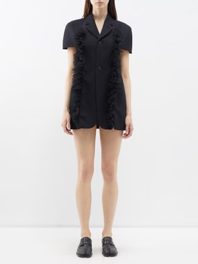 Noir Kei Ninomiya Robe-veste courte en gabardine de laine à volants