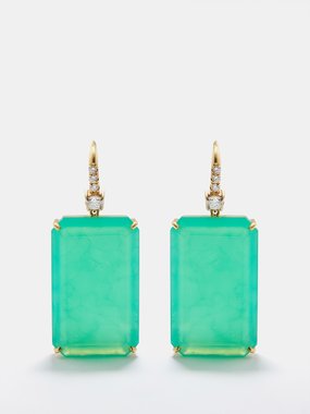 Irene Neuwirth Diamond, chrysoprase & 18kt gold drop earrings