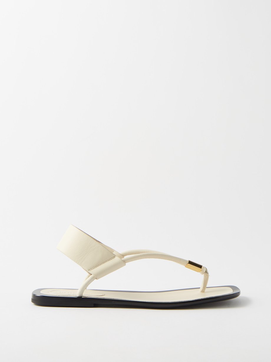 White Devoe leather sandals | Khaite | MATCHES UK