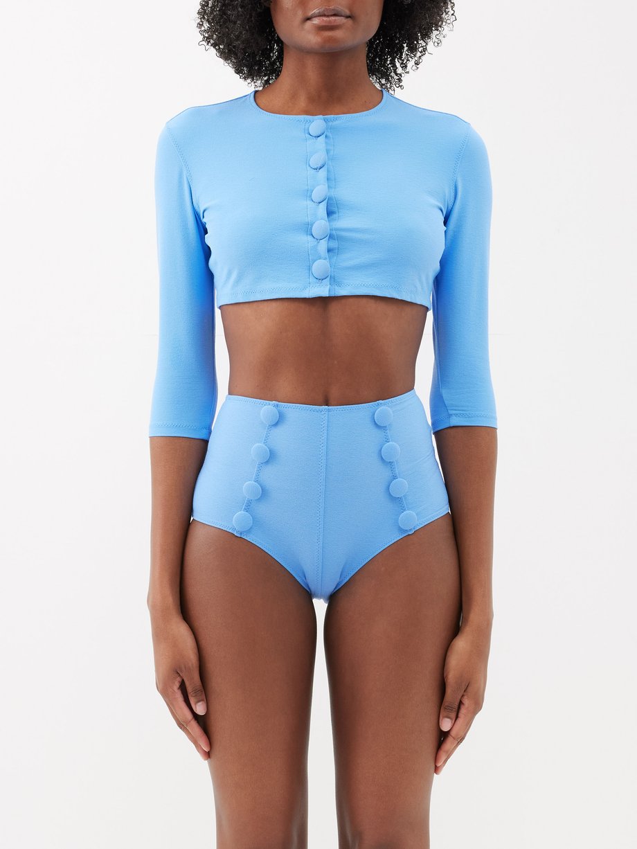 Blue Cropped swim jacket | Lisa Marie Fernandez | MATCHES UK