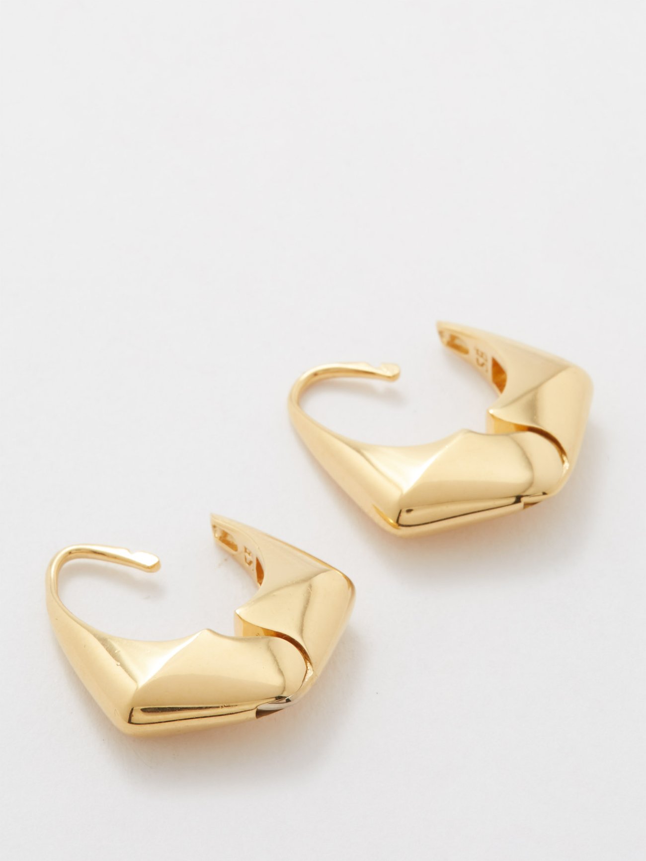 Yellow gold Large 18kt gold-vermeil pyramid hoop earrings | Sophie