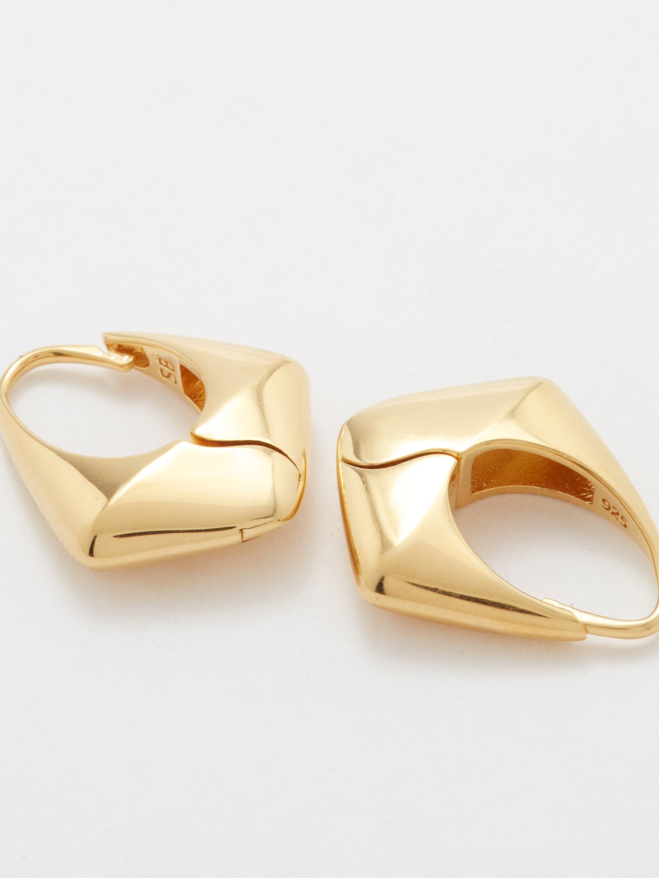 Yellow gold Large 18kt gold-vermeil pyramid hoop earrings | Sophie