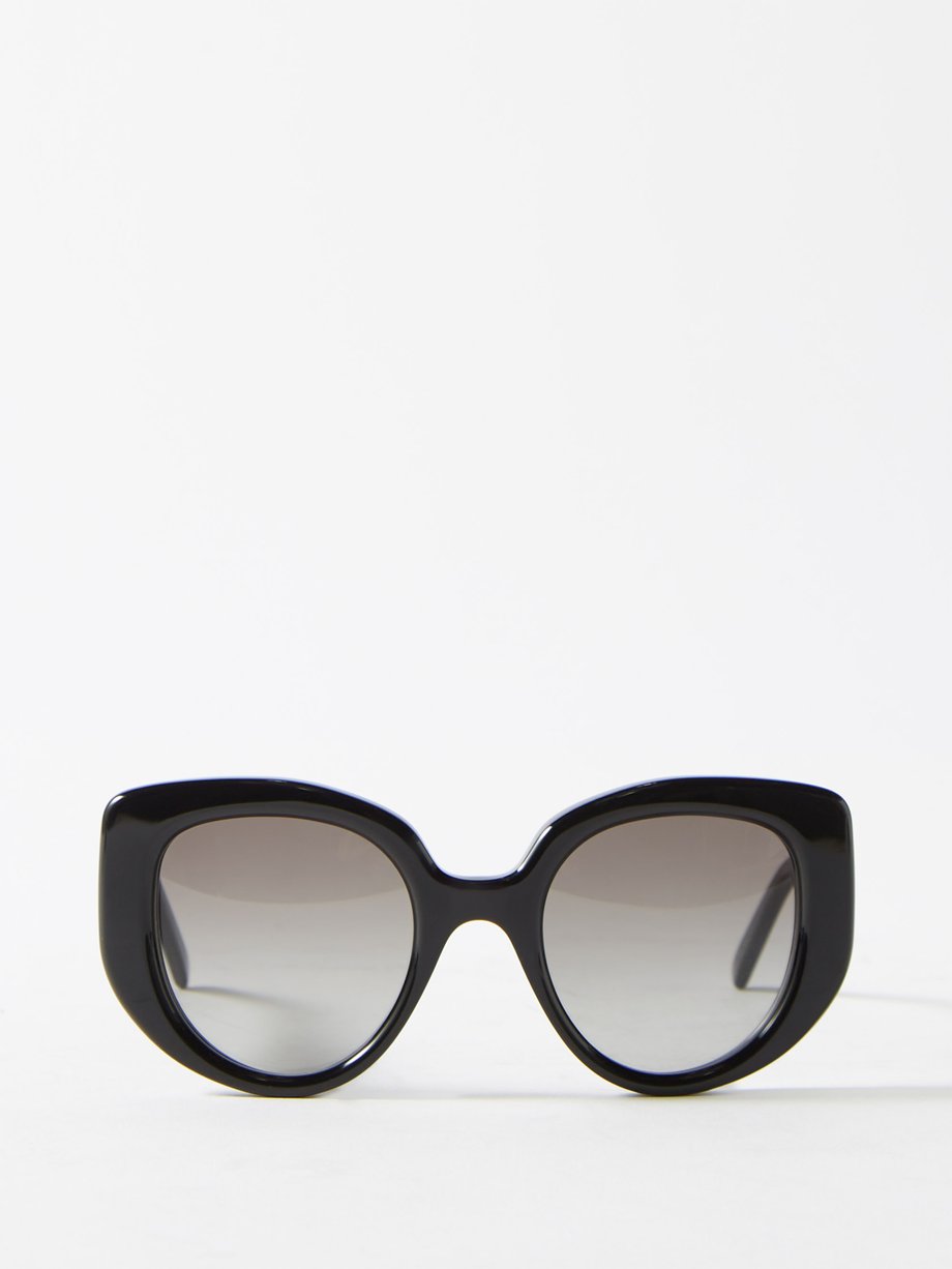 Black Oversized round cat-eye acetate sunglasses | LOEWE | MATCHES UK