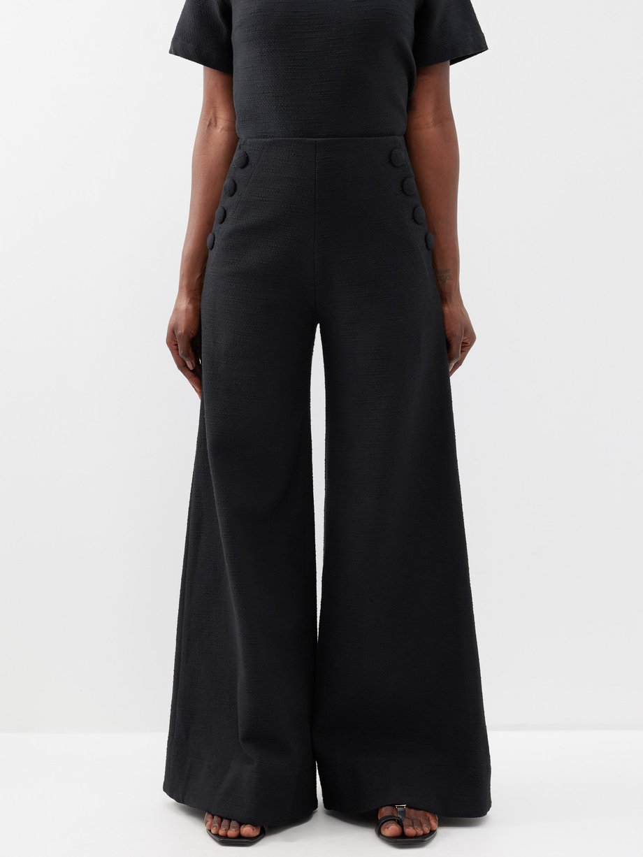 Black Sailor high-rise cotton-blend trousers | Lisa Marie Fernandez ...