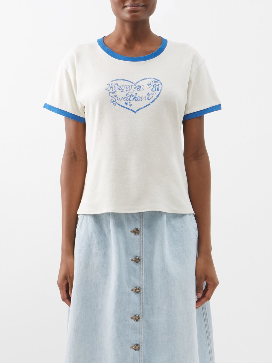 White Kappa Sweetheart-print cotton-jersey T-shirt | ERL ...