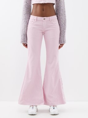ERL Low-rise cotton-corduroy flared trousers