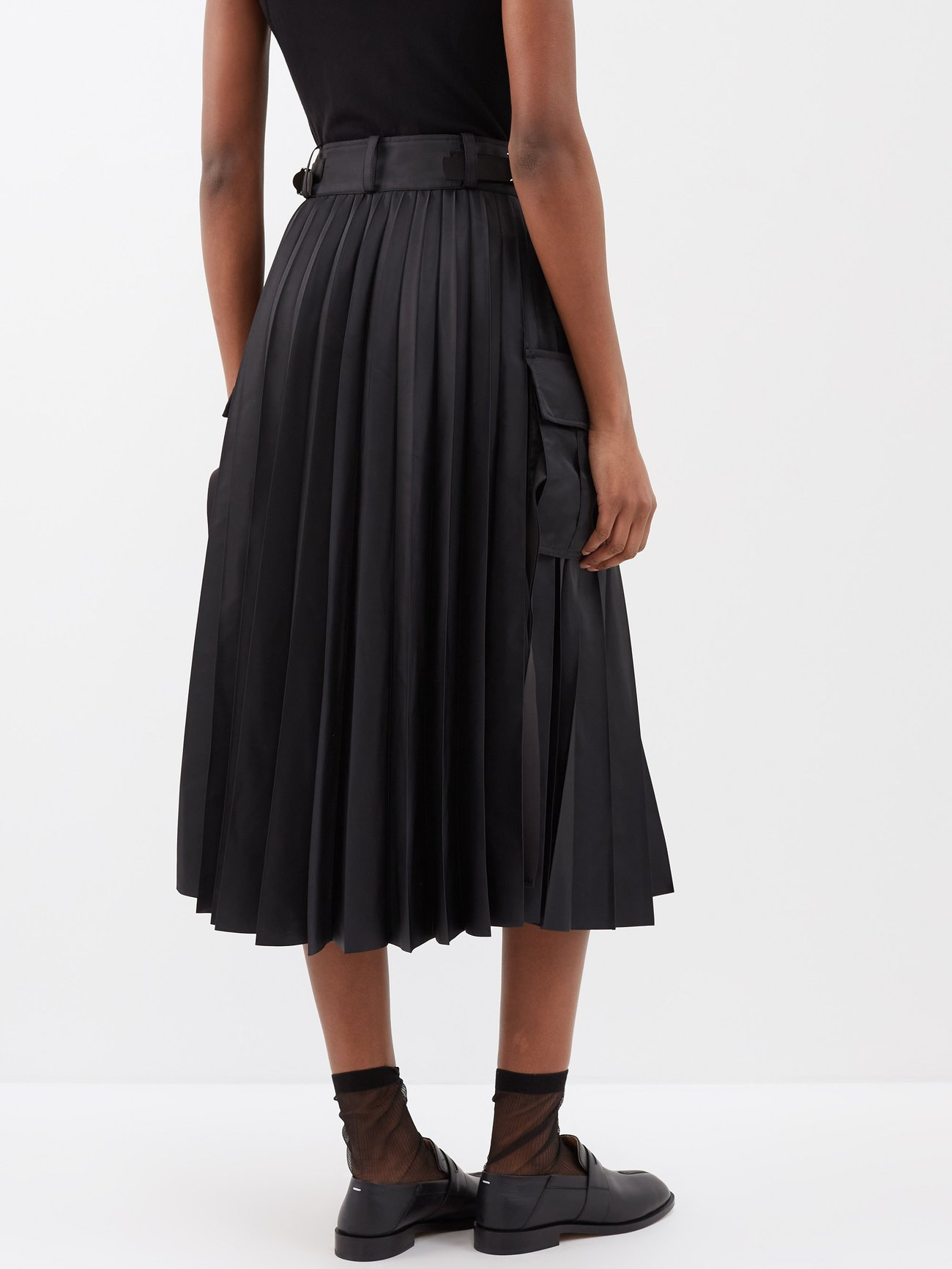 Pleated nylon-twill midi skirt video