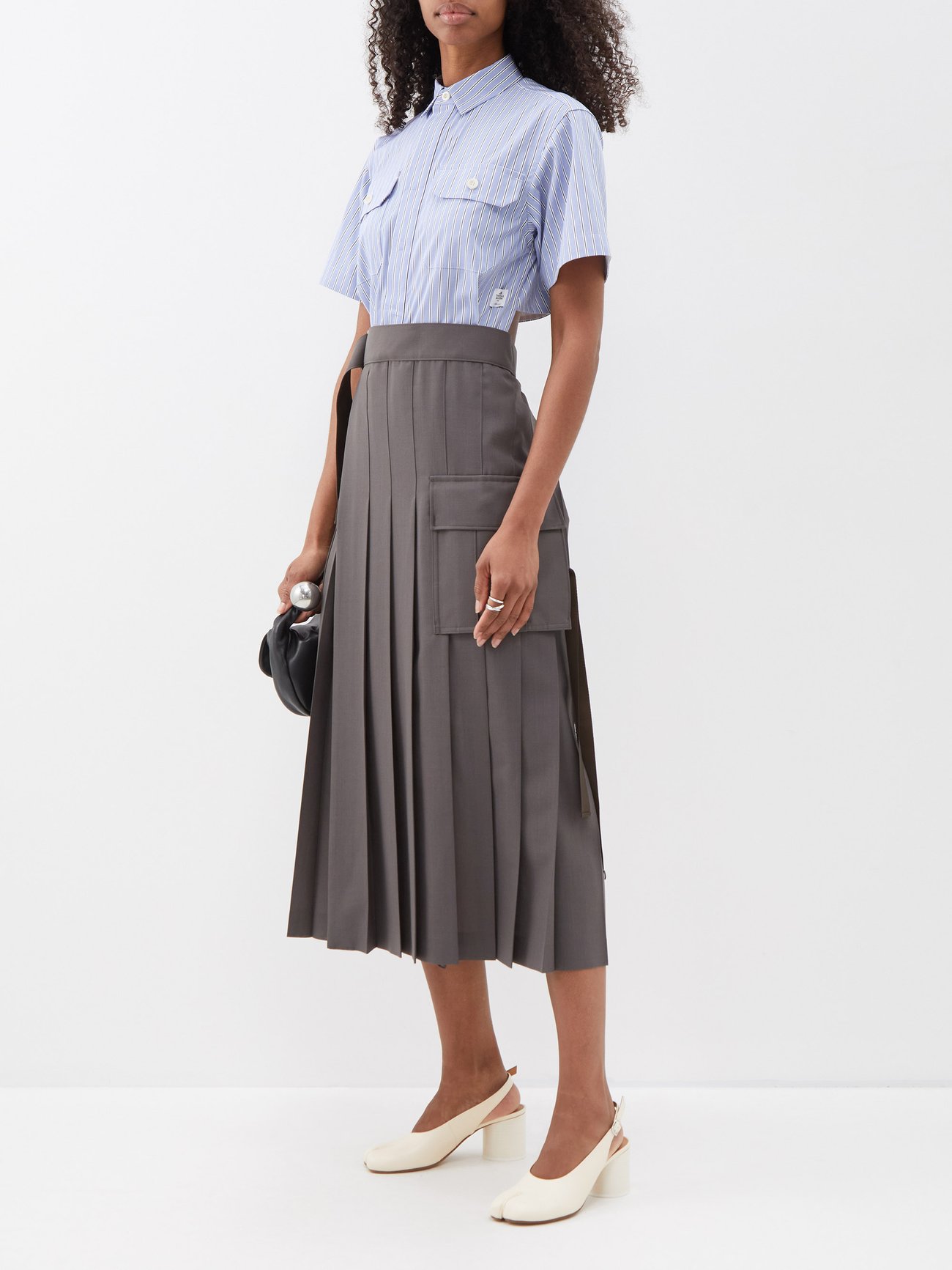 X Thomas Mason pleated cotton-poplin dress video