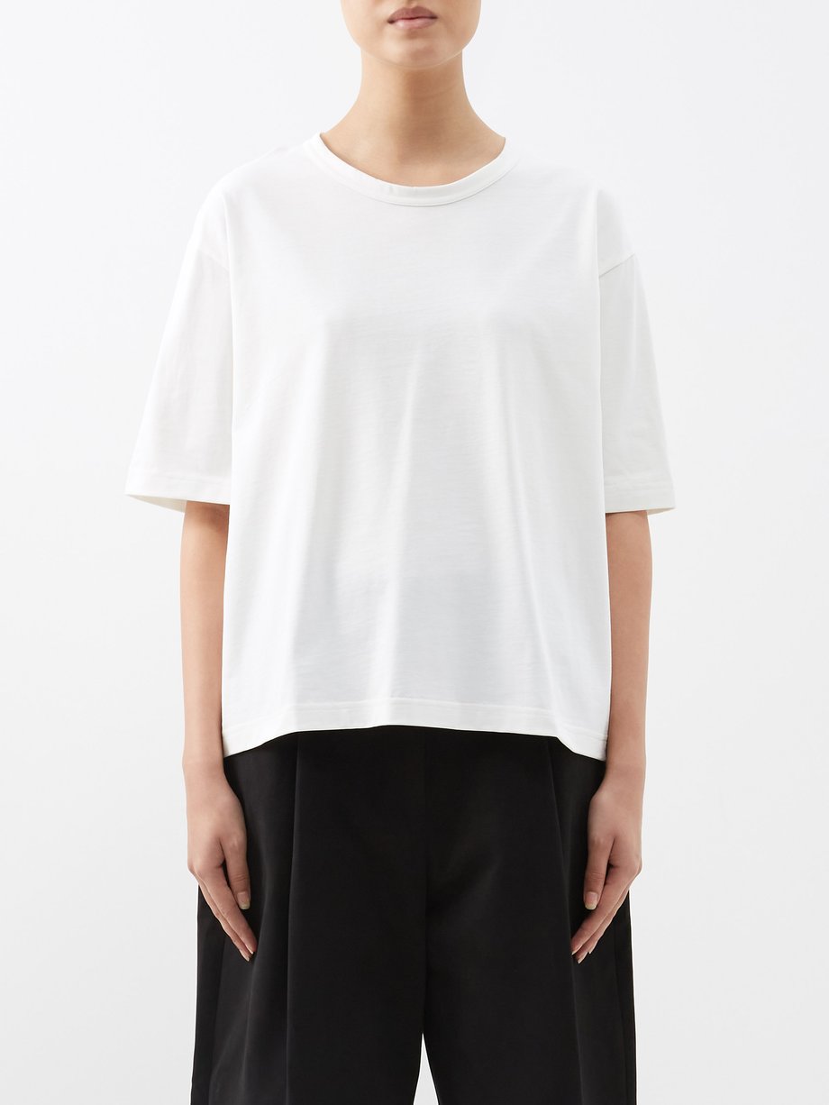 White Lee cotton-jersey cropped oversized T-shirt | Studio
