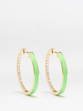 Melissa Kaye Lenox diamond, enamel & 14kt gold hoop earrings