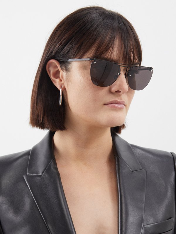 Saint Laurent Eyewear (Saint Laurent) Rimless square metal sunglasses