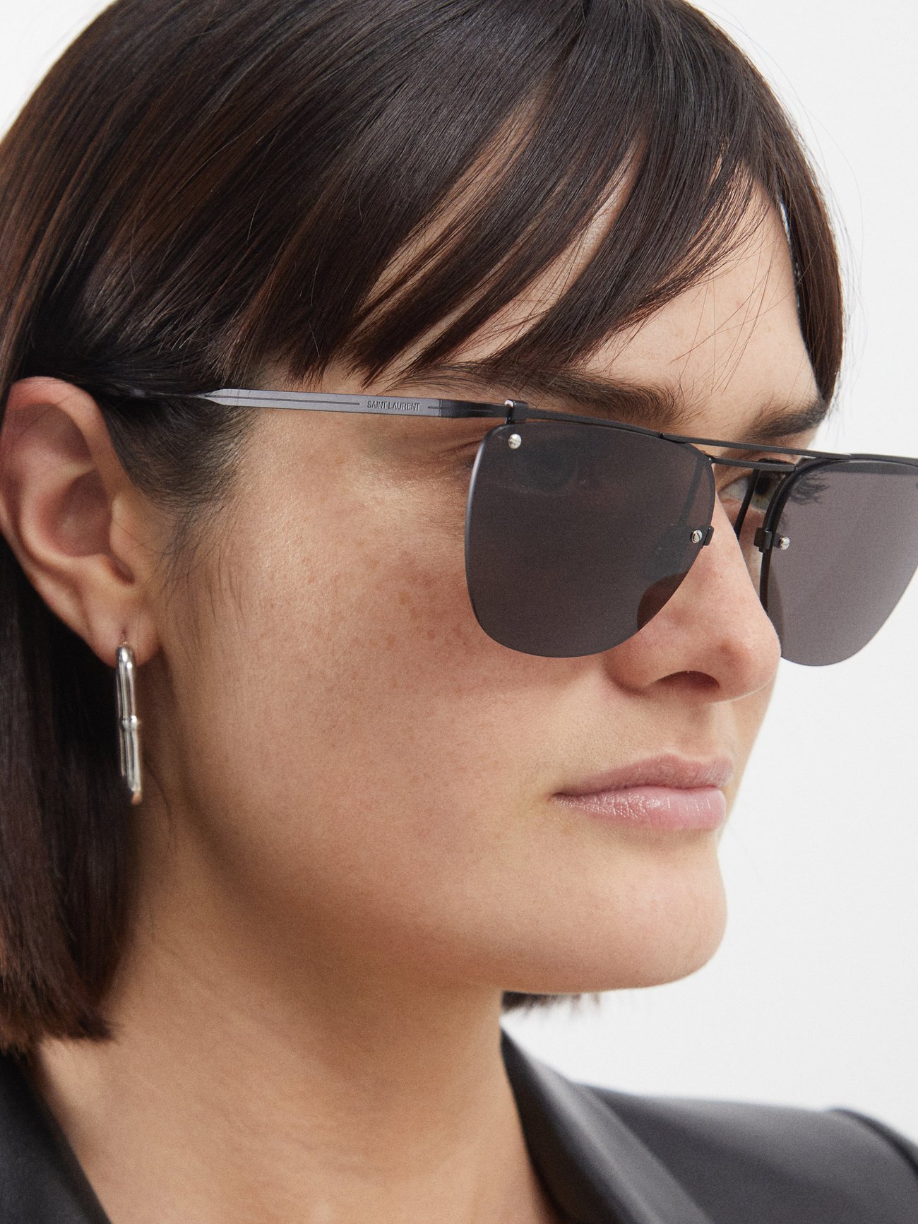 Rimless square metal sunglasses