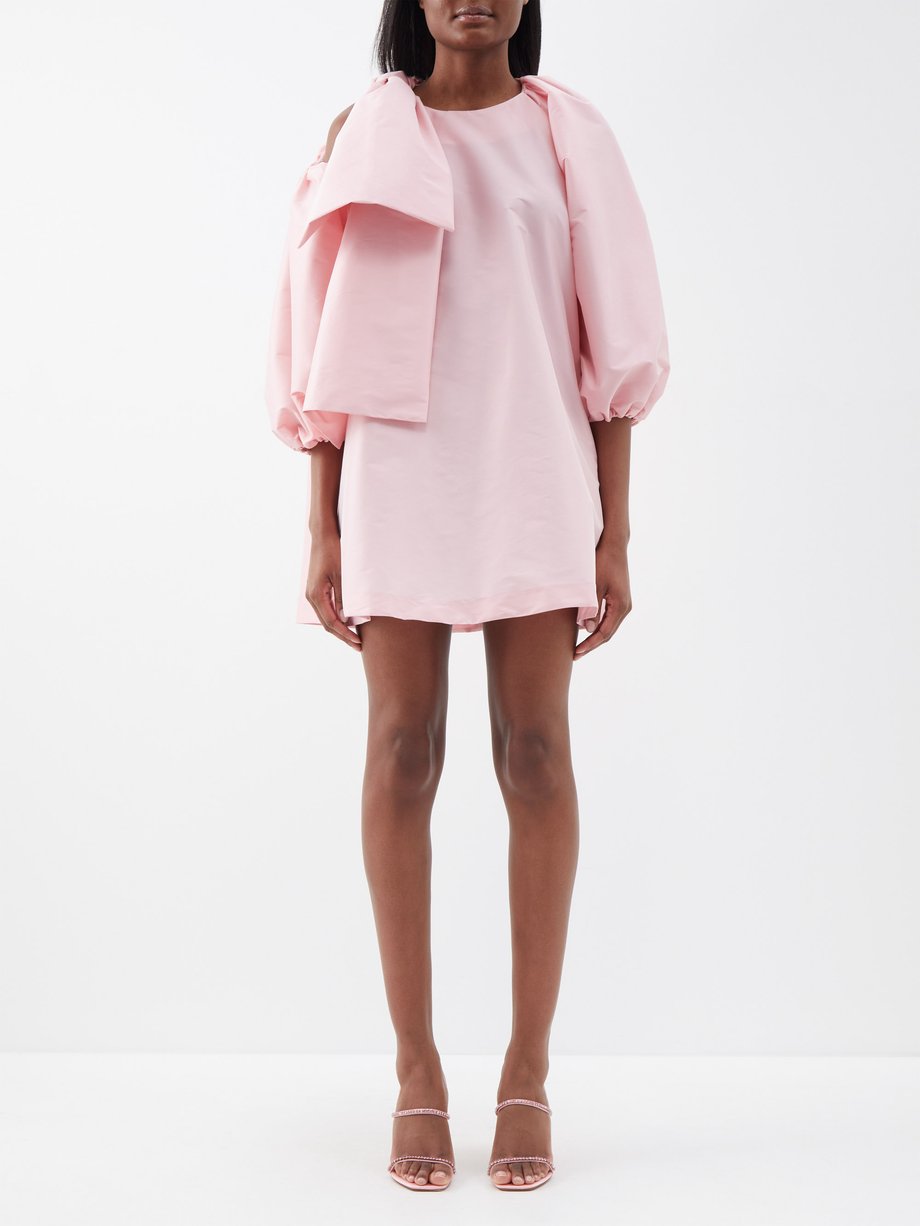 Pink Victoria bow-shoulder taffeta mini dress | BERNADETTE | MATCHES UK