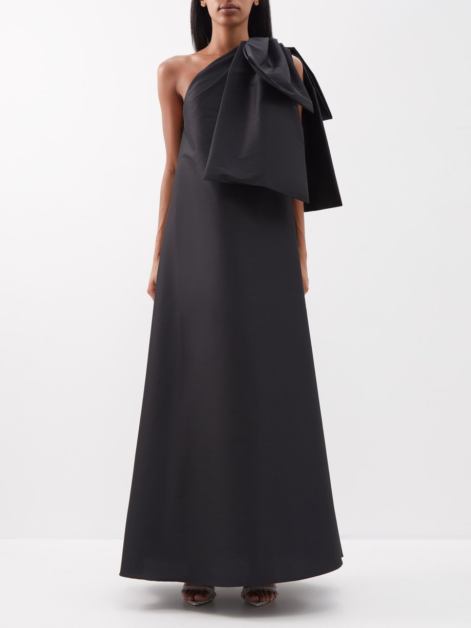 Black Winnie one-shoulder taffeta gown | BERNADETTE | MATCHES UK